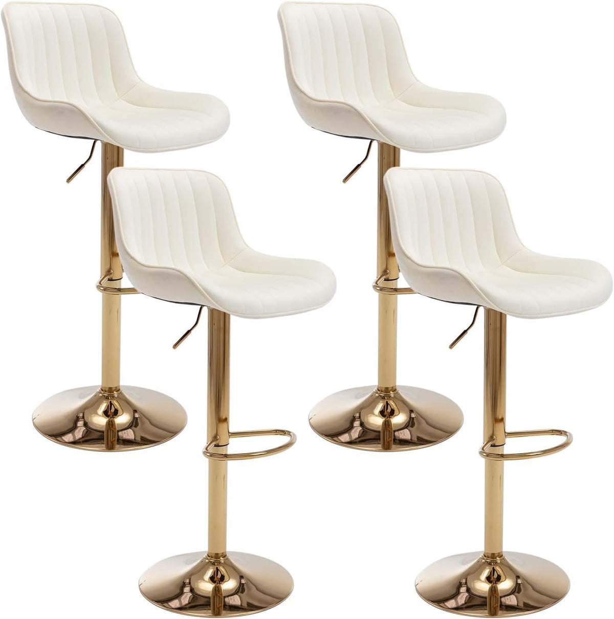 Sgabello Drmilito, 4 sgabelli, Beige, velluto, per sala da pranzo e cucina