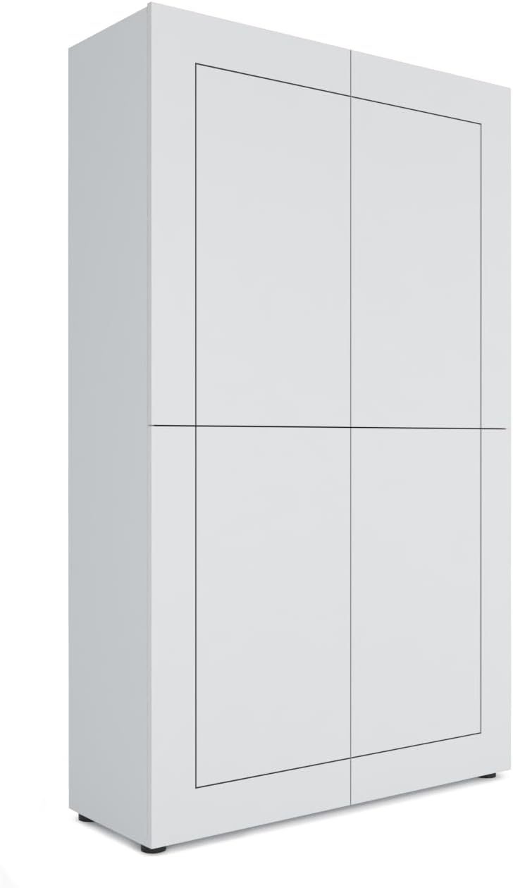 Credenza Itamoby, 4 ante, 100 × 35 × 165 cm, legno, Bianco, per soggiorno