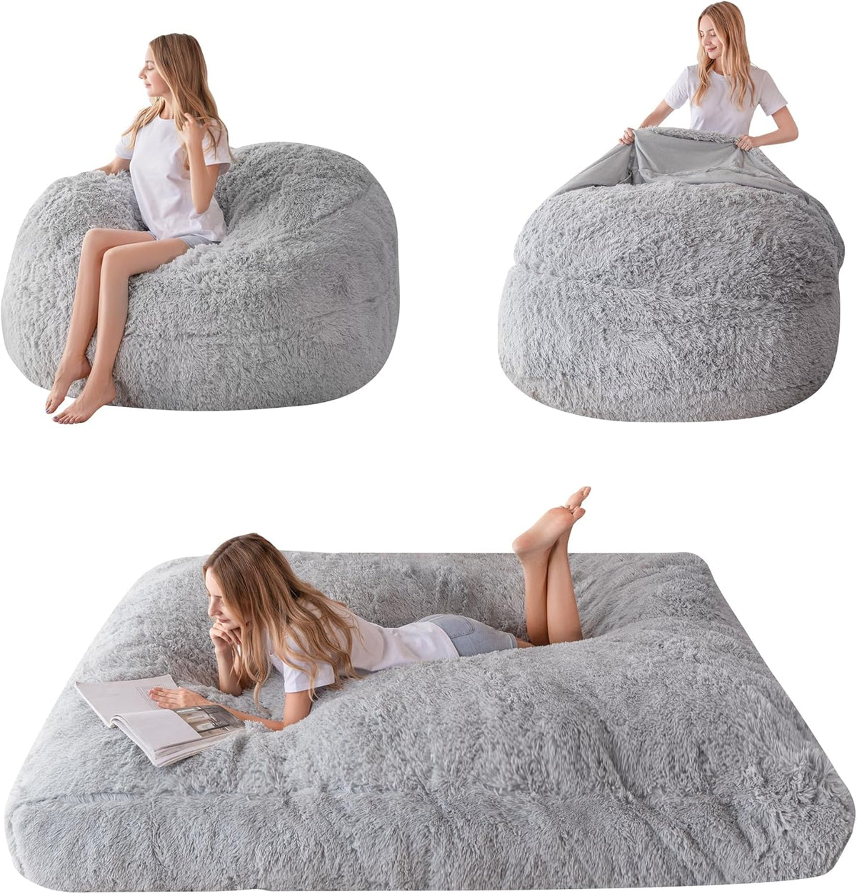 Divano MAXYOYO, trasformabile, 135 × 190 cm, Grigio, per soggiorno