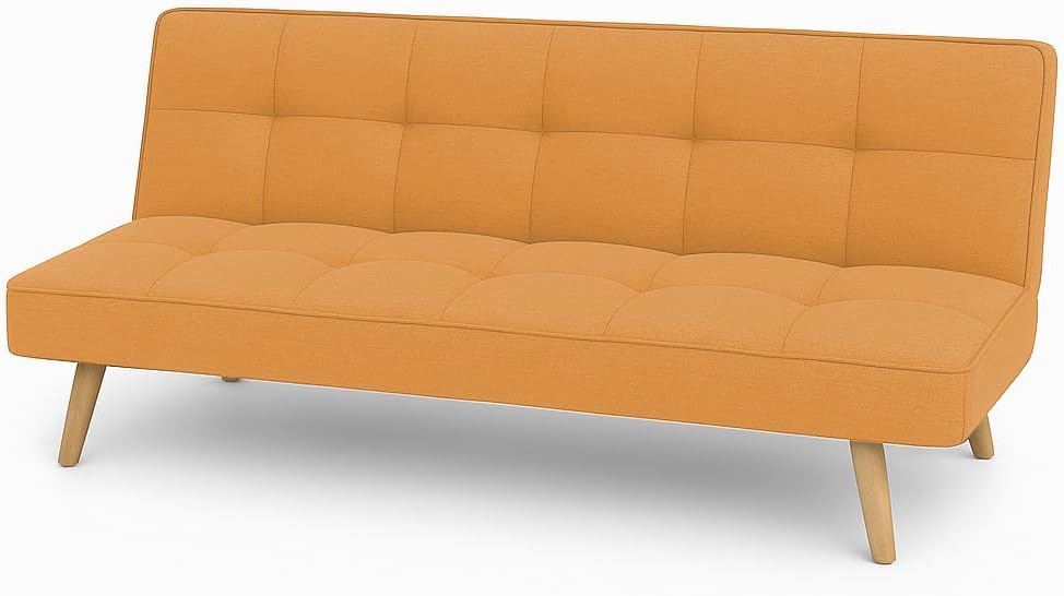 Divano letto Totò Piccinni, 3 posti, 175 × 95 × 33 cm, legno, tessuto, Arancione, con funzione letto, imbottito, per soggiorno