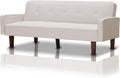 Divano letto Shally Dogan, Bianco, 3 posti, imbottito, legno, lino, per soggiorno