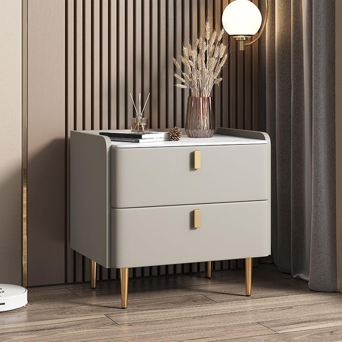 Comodino, 2 cassetti, legno, per camera da letto