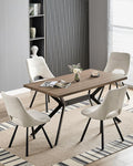 LEWE Set da pranzo, 4 sedie, 140 X 80 X 76 cm, Beige, legno, per sala da pranzo e cucina