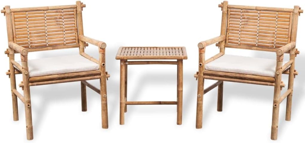 Set bistrò vidaXL, 3 pezzi, bambù, per giardino e terrazzo