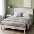 Zinus Letto, 140 × 190 cm, Bianco, legno, con rete a doghe, imbottito, con testiera, per camera da letto