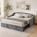 Divano YGHQAP, allungabile, imbottito, 90 × 200 cm, Grigio, velluto, tessuto, materasso non incluso, per soggiorno