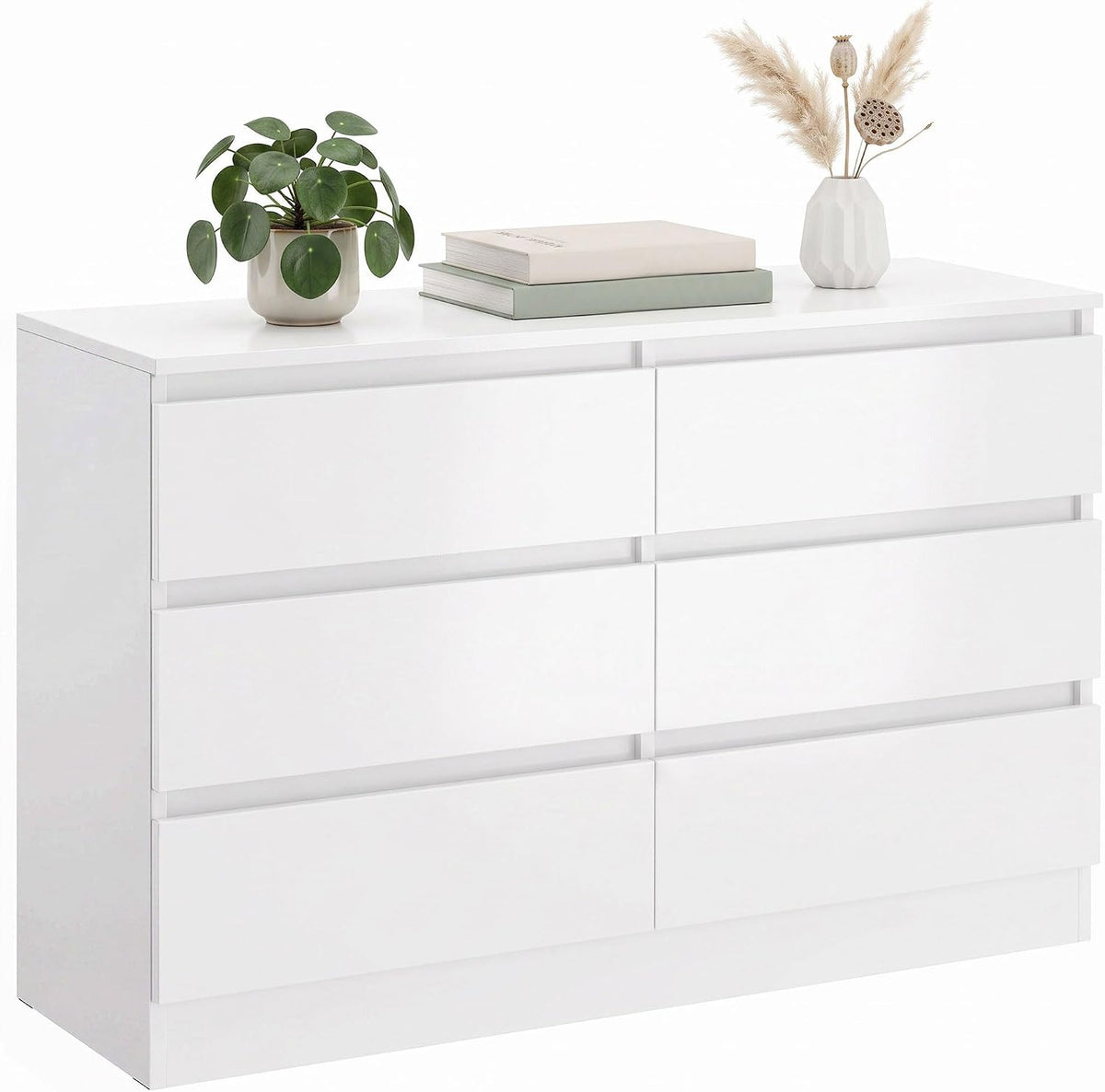 HOMCOM Cassettiera 6 cassetti, 100 × 35 × 69 cm, Bianco, pannello truciolare con finitura melaminica