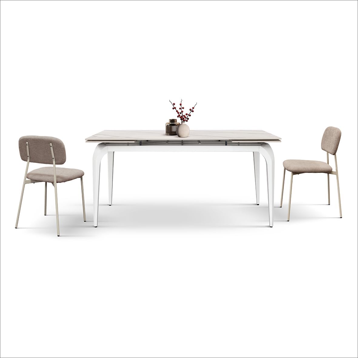Tavolo da pranzo PAZZO DESIGN, Bianco, 140 × 80 × 77,5 cm, 160 × 80 × 77,5 cm, metallo, allungabile, per sala da pranzo e cucina