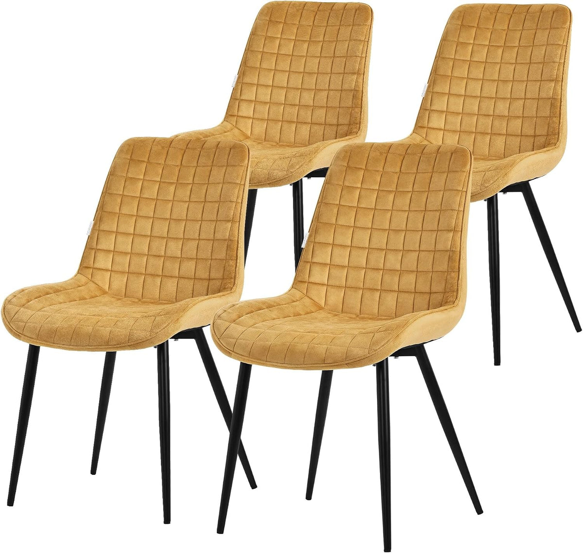 Sedia ML DESIGN modern living, 4 sedie, metallo, velluto, Nero, per sala da pranzo e cucina