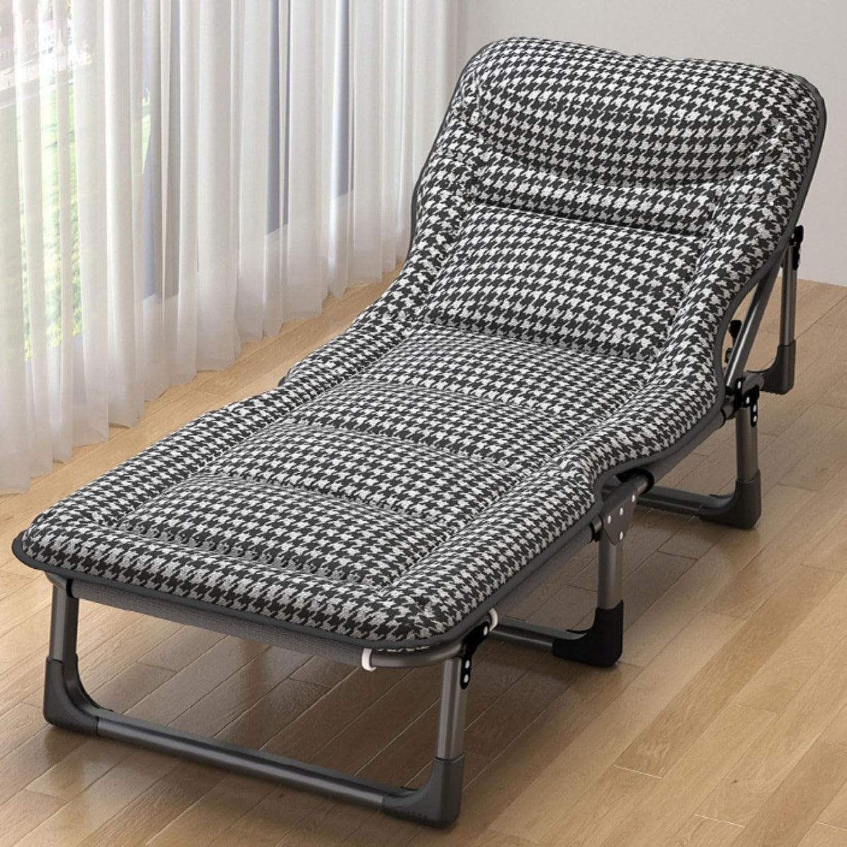 GWFBLID Lettino da viaggio, 190 × 68 × 30CM, lino, pieghevole, con poggiatesta, per giardino e terrazzo