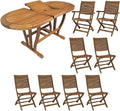 milani home Set da pranzo da giardino, 6 sedie, 2 poltrone, 55 × 64 × 94 cm, 50 × 64 × 94 cm, Marrone, legno, allungabile, per giardino e terrazzo
