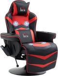 HOMCOM Sedia gaming, 78 × 80 × 111,5 cm, Nero/Rosso, acciaio, massaggiante, per ufficio
