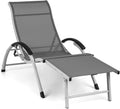 Lettino prendisole blumfeldt, regolabile, pieghevole, con poggiapiedi, idrorepellente, 174 × 51 cm, Grigio, alluminio, per giardino e terrazzo