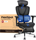 Sedia da ufficio FLEXISPOT, Nero, reclinabile, regolabile, con poggiatesta, con braccioli, per ufficio