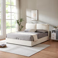 en.casa Letto, matrimoniale, 160 × 200 cm, Beige, legno, imbottito, con testiera, per camera da letto