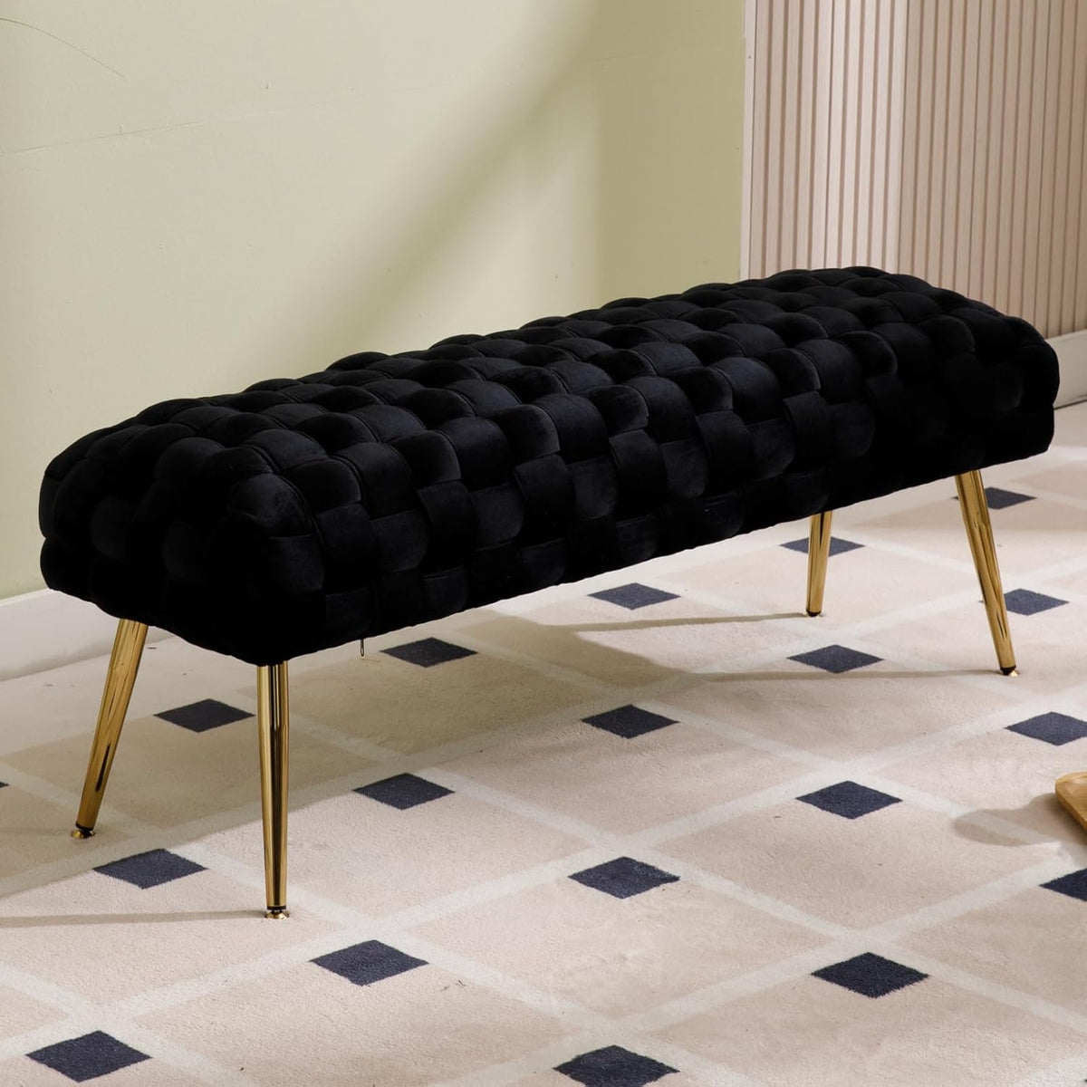 Panca Ya-Home, 120 cm, Nero, velluto