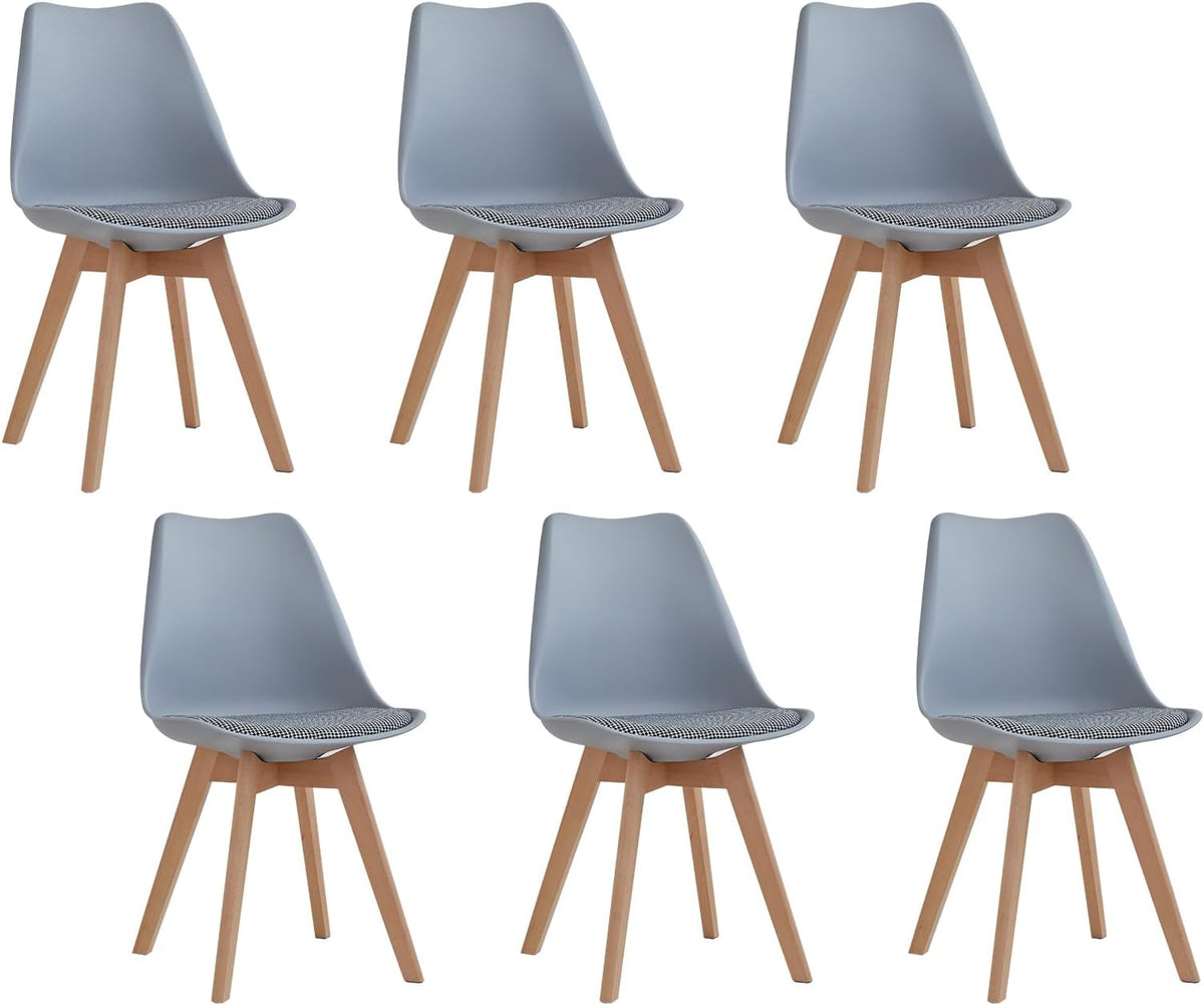 GrandCA HOME Set di sedie da pranzo, 6 sedie, Grigio, legno, per sala da pranzo e cucina