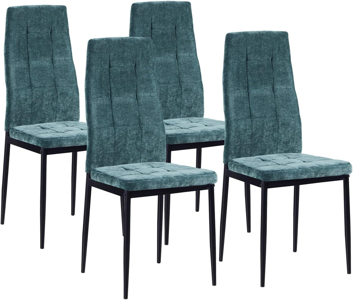 Sedia Brigros, 4 sedie, Verde, 42 × 52 × 98 cm, 81 × 45 × 29,5 cm, tessuto, per sala da pranzo e cucina