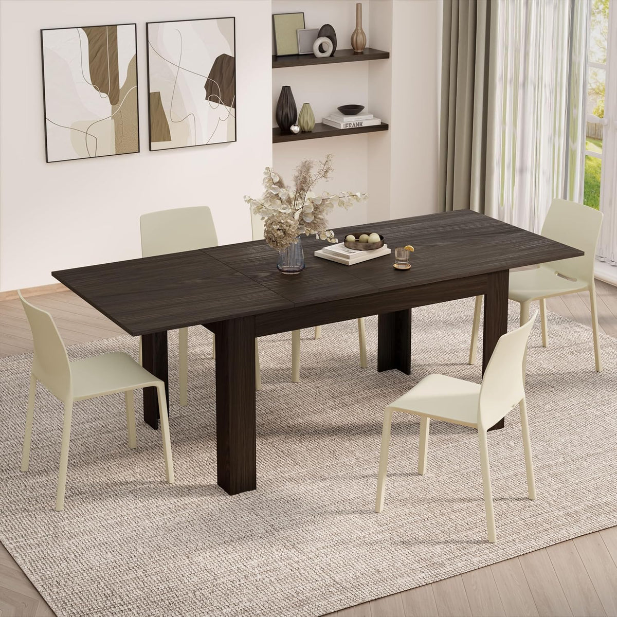 Tavolo allungabile Mobili Fiver, Noce, per sala da pranzo e cucina, 140(220) x90 cm, per 6-8 persone