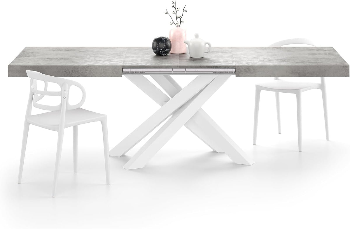 Mobili Fiver Tavolo allungabile, Grigio/Bianco, per sala da pranzo e cucina