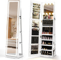 COSTWAY Armadio portagioie, Bianco, con illuminazione LED, per camera da letto