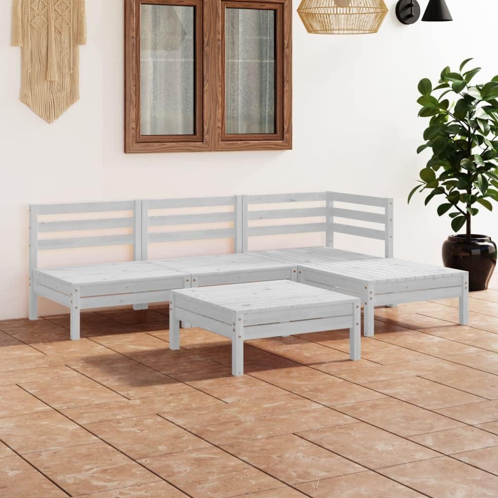 Divano KGHFDVB, Bianco, legno massello, per giardino e terrazzo