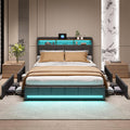 Letto BPKADHY, con contenitore, con rete a doghe, con porta USB, imbottito, 140 × 190 cm, 4 cassetti, matrimoniale, Beige/Grigio