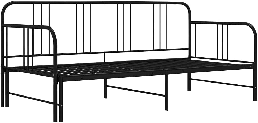 vidaXL Divano letto, 90 × 200 cm, Nero, metallo, per soggiorno