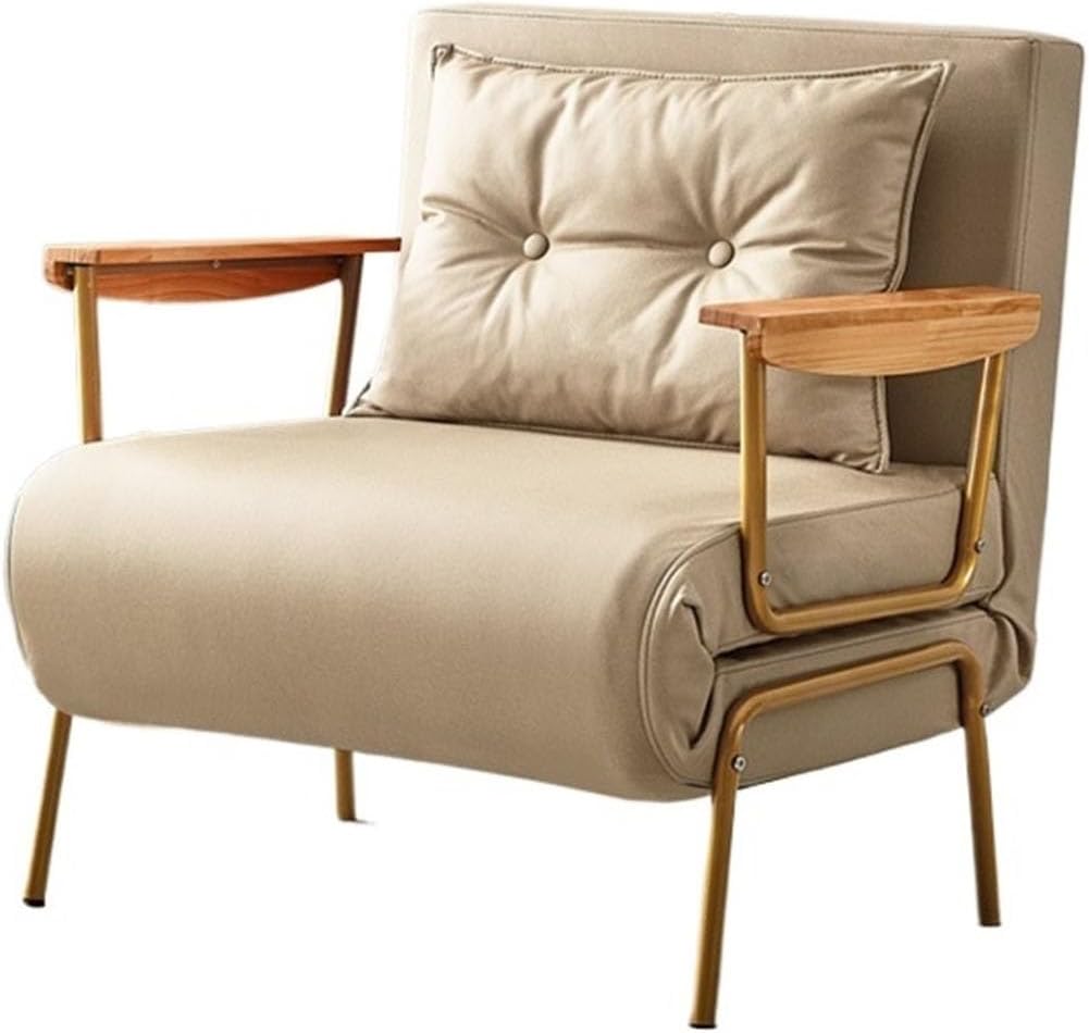 Divano letto ZYYANSHOP, similpelle, Beige, reclinabile, regolabile, pieghevole, per soggiorno