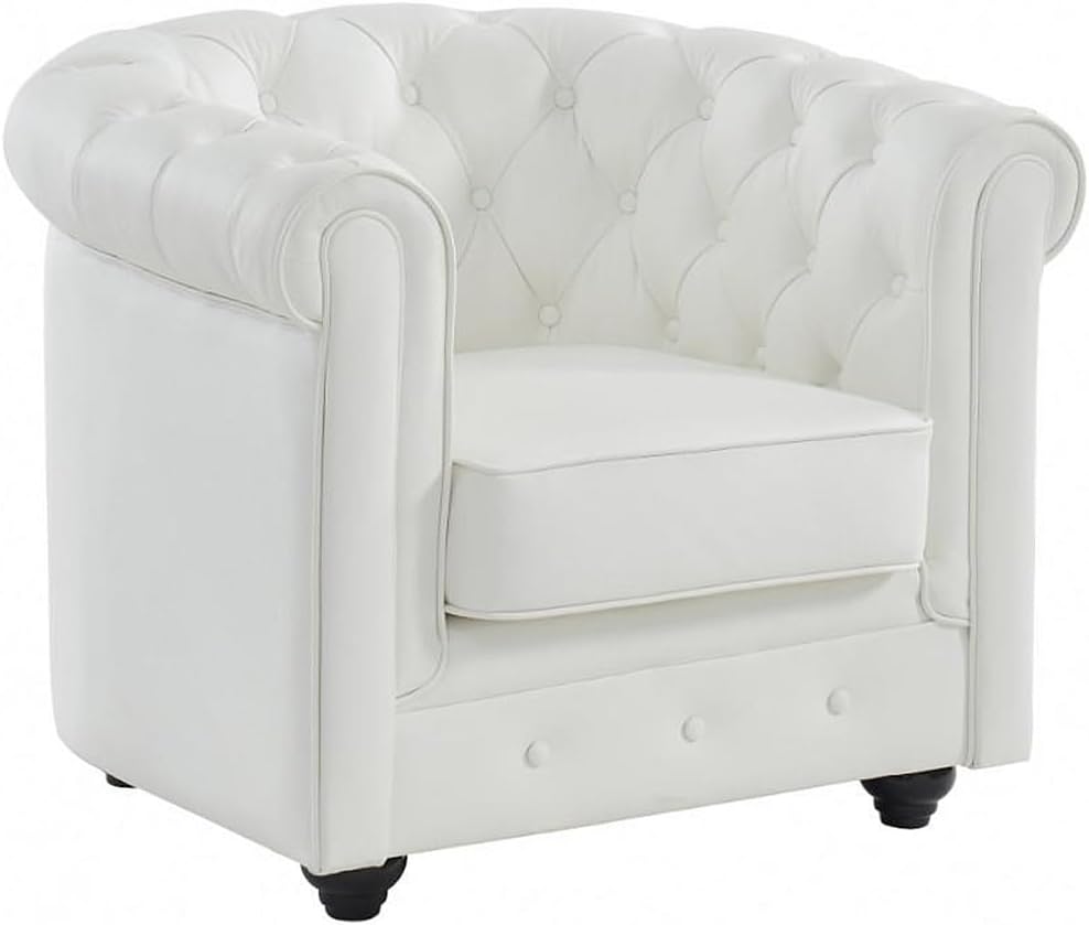 Poltrona Vente-unique, Bianco, pelle, per soggiorno