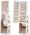 SONGMICS Armadio portagioie, JJC027WH01, con illuminazione LED, 4 ripiani, Bianco, per camera da letto