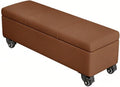 Pouf, 30 × 40 × 50cm, Marrone, legno massello, con contenitore, con ruote, imbottito, per soggiorno