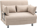 HOMCOM Divano letto, 2 posti, 3 in 1, Beige, acciaio, trasformabile, regolabile, per soggiorno