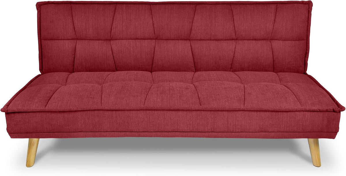 Divano letto SAMIRA, Bart, 180 × 106 cm, 3 posti, Bordeaux, tessuto, per soggiorno