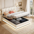Letto contenitore OLIVIBED, matrimoniale, 140 × 190cm, legno, velluto, Beige, con contenitore, regolabile, con rete a doghe, per camera da letto