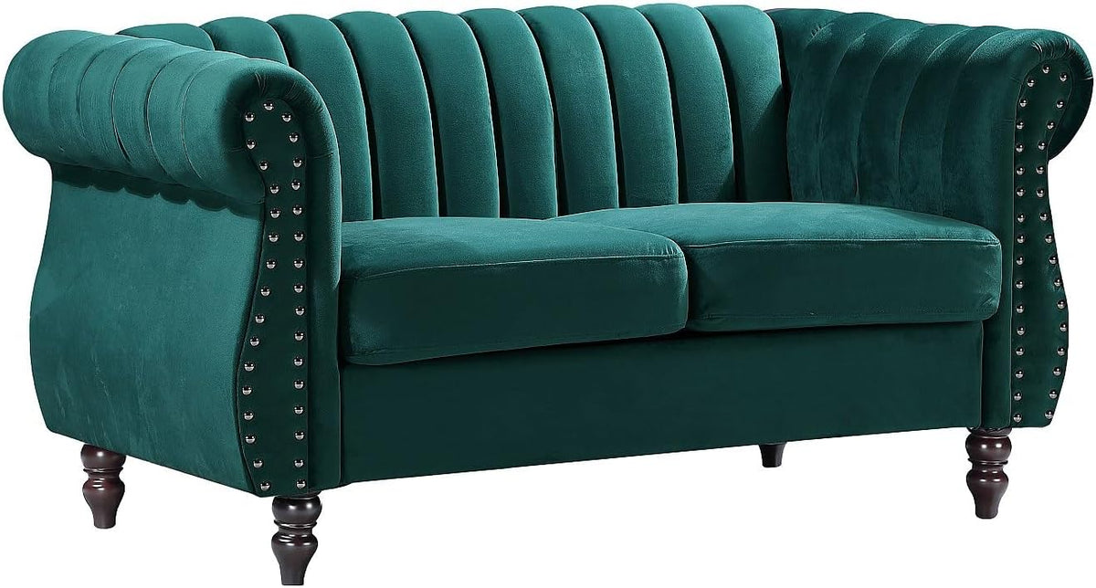 Divano Vente-unique, 150 × 77 × 78 cm, 2 posti, Verde, velluto, per soggiorno