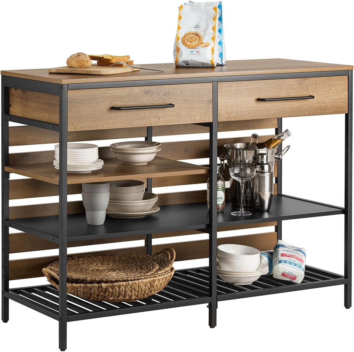 Credenza SoBuy, 120 × 91 × 45cm, 2 cassetti, legno, per soggiorno e sala da pranzo