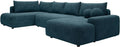 Divano angolare Vente-unique, 360 × 204 × 87 cm, tessuto, Blu, trasformabile, sfoderabile, per soggiorno