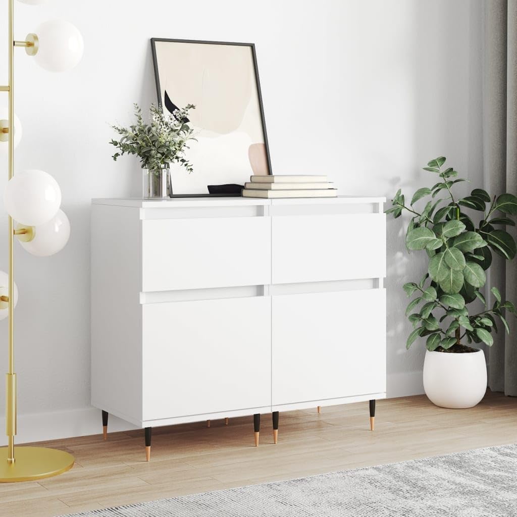 Credenza KTHLBRH, 40 × 35 × 70 cm, 2 pezzi, Bianco, legno, per soggiorno e camera da letto