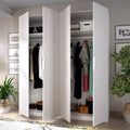 Armadio guardaroba Dmora, 52 × 204 cm, 2 ripiani, Bianco, per camera da letto
