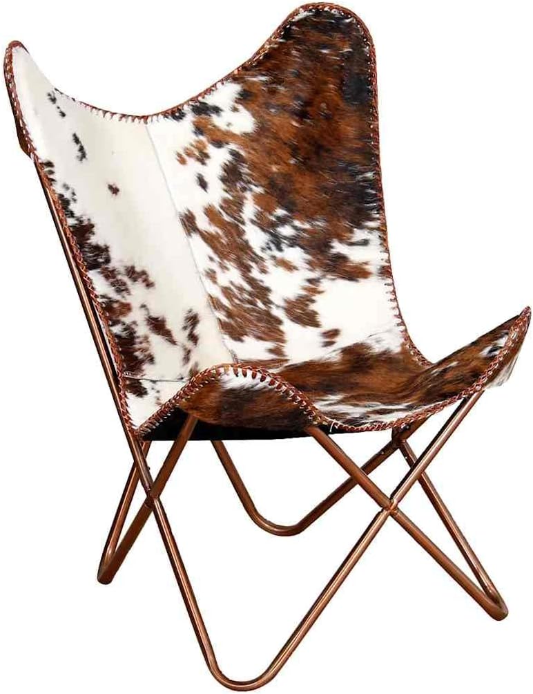 vidaXL Sedia, Marrone/Bianco, pelle, a farfalla