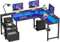Scrivania YOUDENOVA, 168 × 100 cm, Nero, con porta USB, per ufficio