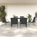 Set da pranzo IKAYAA, 7 pezzi, 6 sedie, acciaio, textilene, per giardino e terrazzo
