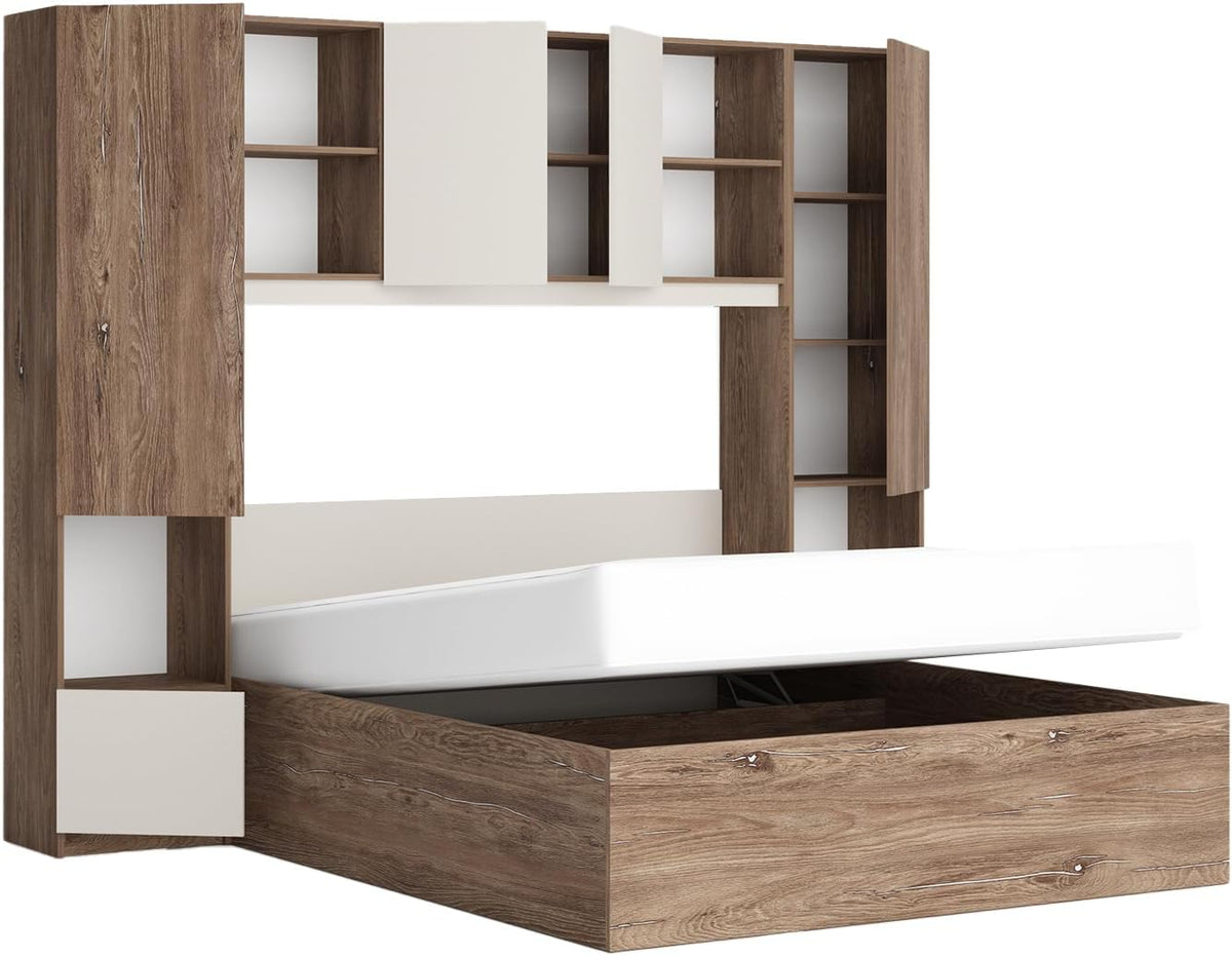 Letto ARREDO DA CASA, CMG49, Design, 160 × 200 cm, Marrone/Beige, matrimoniale, con contenitore, per camera da letto