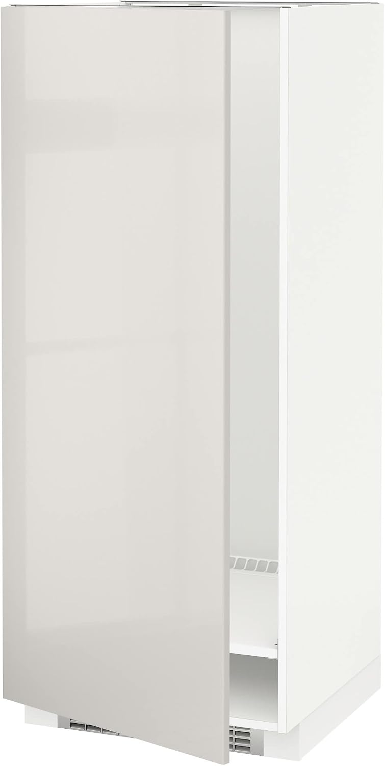 Mobile colonna per frigorifero, 60 × 60 × 140 cm, Bianco/Grigio chiaro