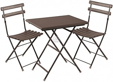 Set da pranzo da giardino EMU, 2 sedie, 70 × 50cm, acciaio, Marrone, pieghevole, per giardino e terrazzo