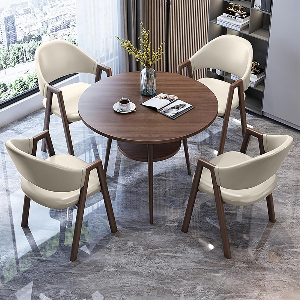 Set da pranzo, legno, pelle, Kaki, per ufficio