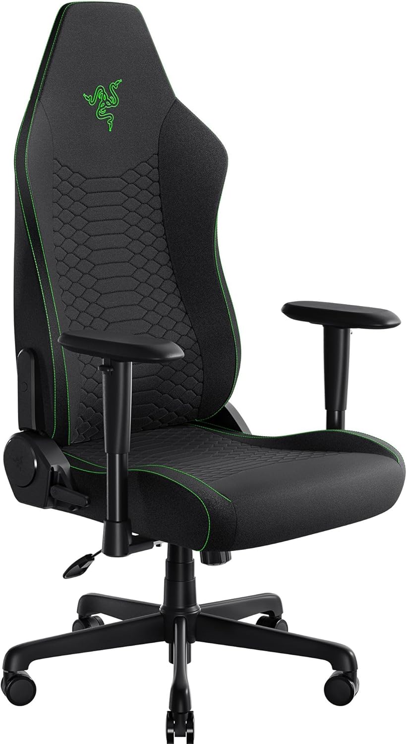 Sedia gaming Razer, 2-D, Iskur V2 X, Nero, tessuto, con cuscini, con braccioli, per ufficio