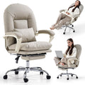 Sedia da ufficio EMIAH, Beige, pelle, per ufficio