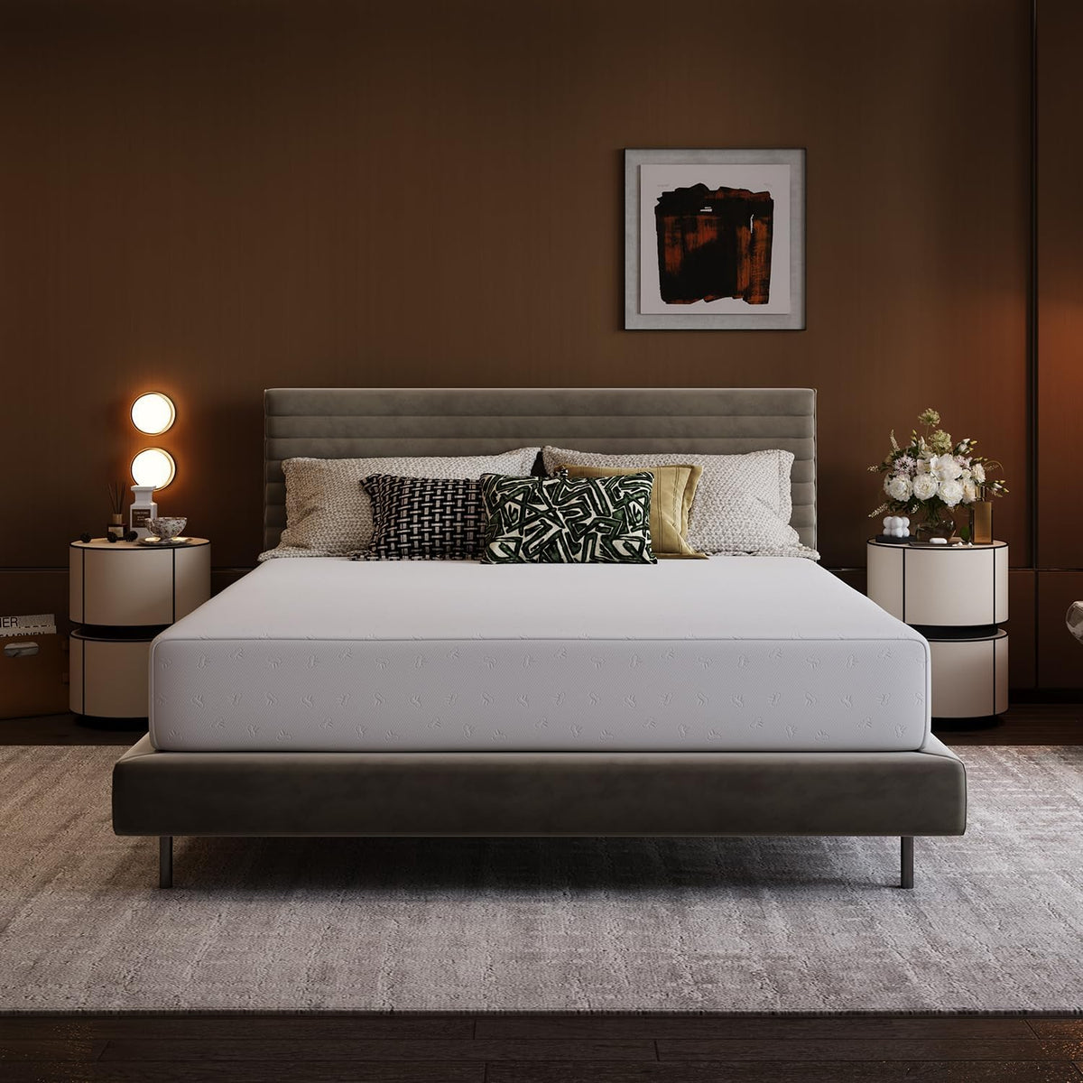 Materasso Avenco, matrimoniale, 18 cm, bambù, memory foam, per camera da letto